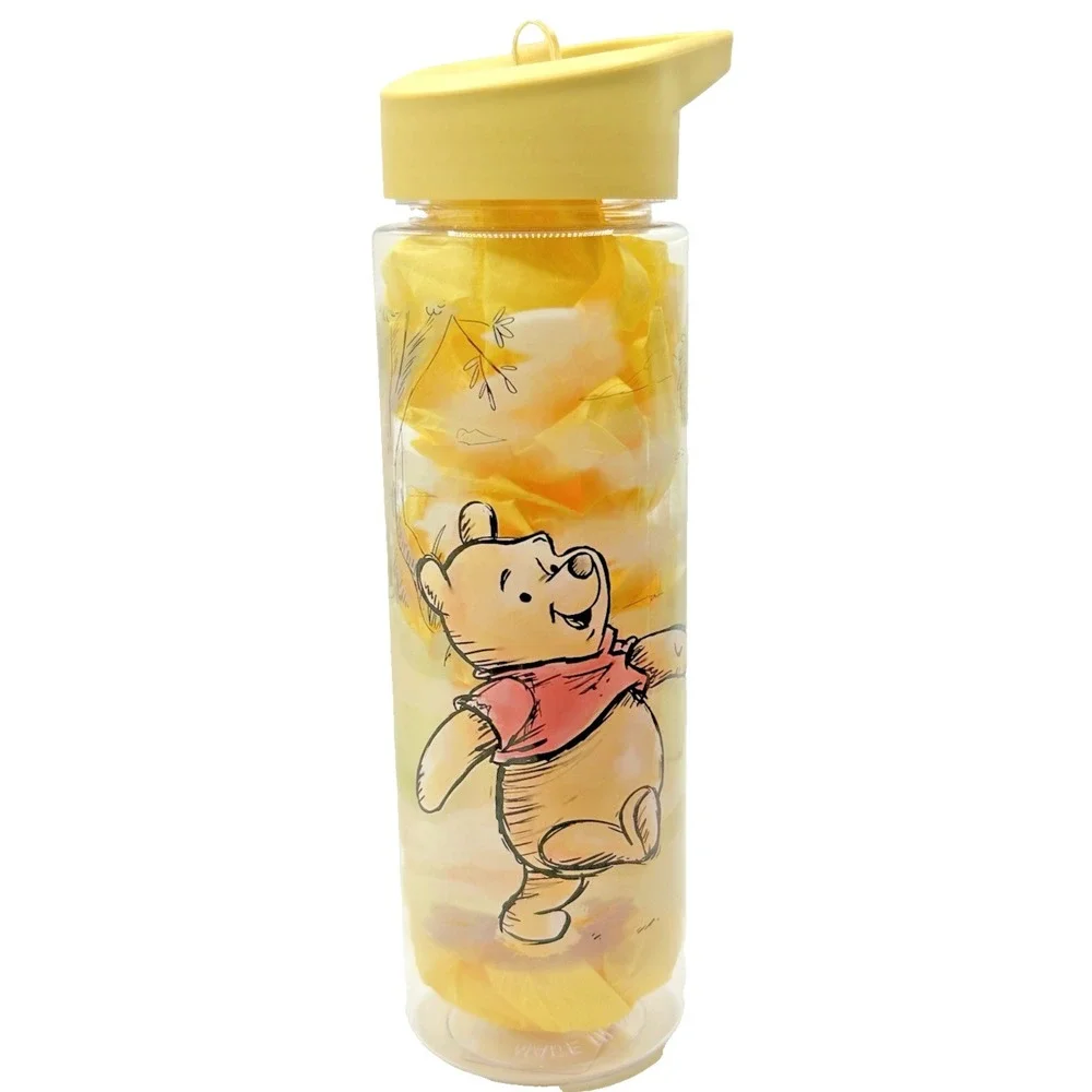 Disney Winnie the Pooh Clear Water Bottle Straw Flip Lid 10 in